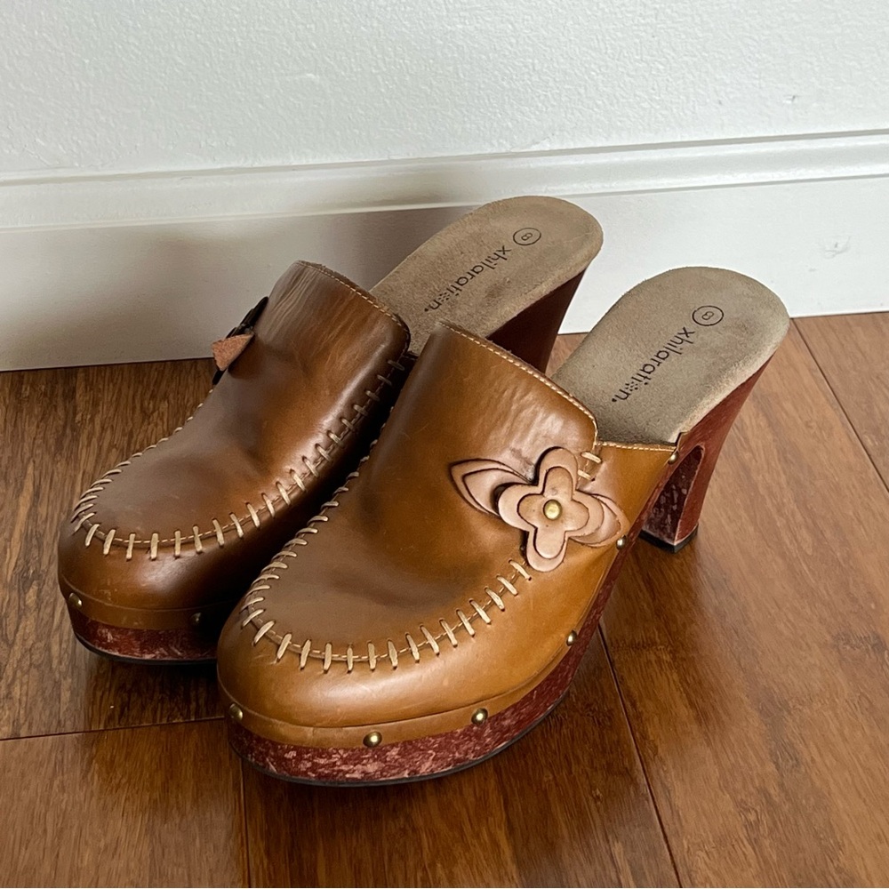 Vintage Genuine Leather Xhilaration Clogs Made in Brazil